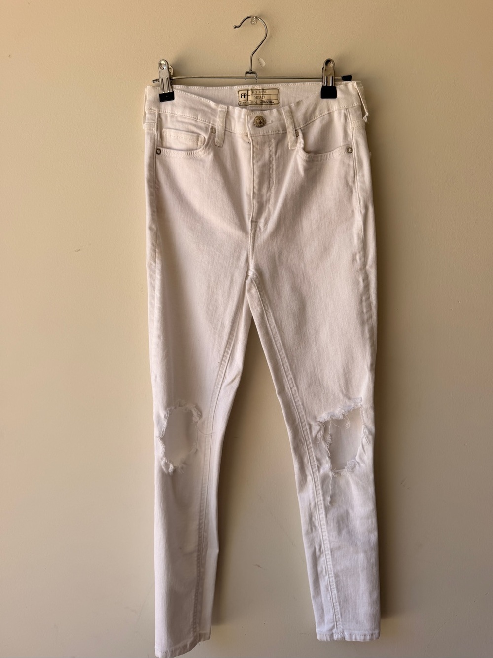 Free People White Skinny Distressed Women's Jeans